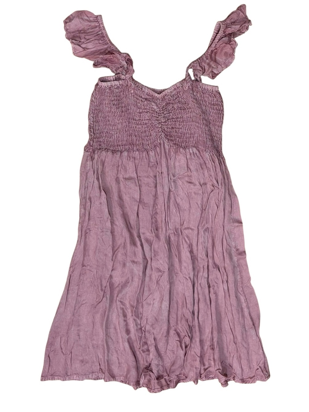 Raviya Sz M Coverup Dusty Rose Smocked Sundress with Ruffled Straps Boho Summer.